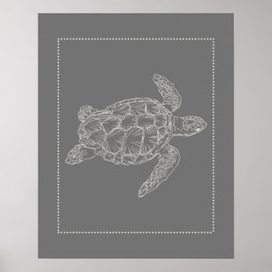 Hamptons Style Turtle Print Poster