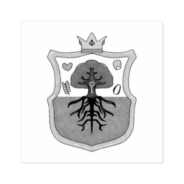 Ham's Land's family crest, Shield Pattern Tree Gummistempel (Prägung)