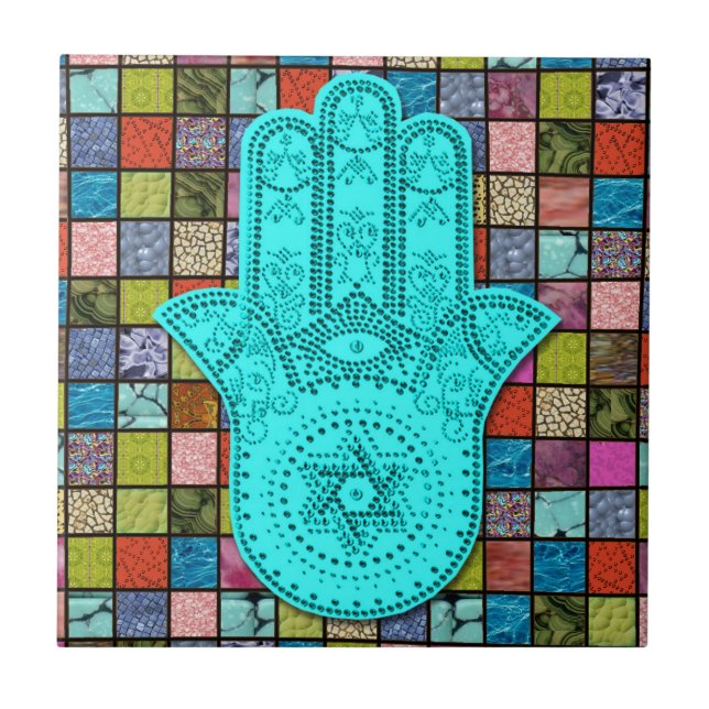 Hamsa Alef Fliese (Vorderseite)
