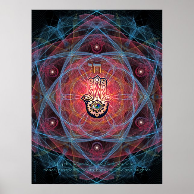 Hamsa-Chai mit Zuhause Segen Poster (Vorne)