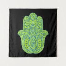 Hamsa Design Grün & Schwarz Hintergrund