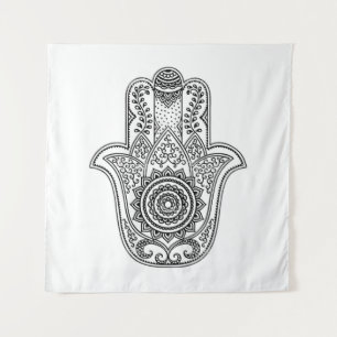 Hamsa Design White Background Wandteppich