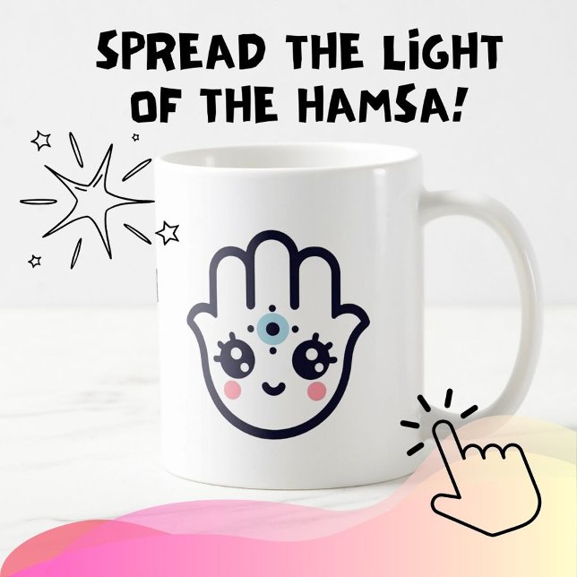 Hamsa Evil Eye Protection Niedlich Kaffeetasse (Von Creator hochgeladen)