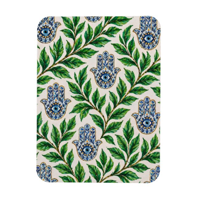 Hamsa Eye Botanisch Magnet (Vertikal)