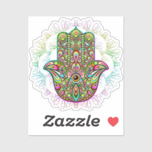 Hamsa Fatma Hand Psychedelic Art Aufkleber