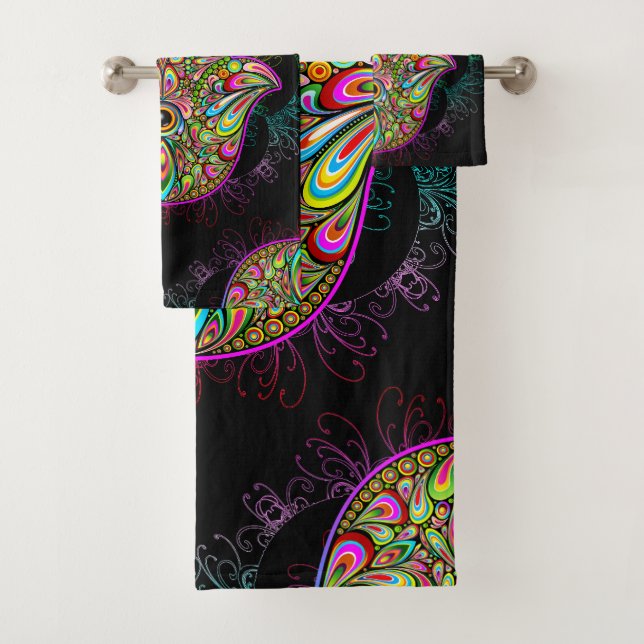 Hamsa Fatma Hand Psychedelic Art Badhandtuch Set (Insitu)