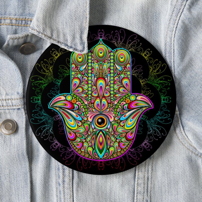 Hamsa Fatma Hand Psychedelic Art Button (Beispiel)