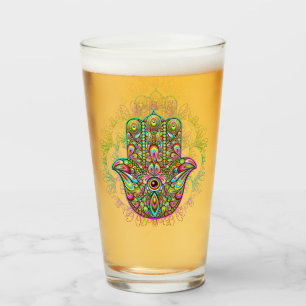 Hamsa Fatma Hand Psychedelic Art Glas