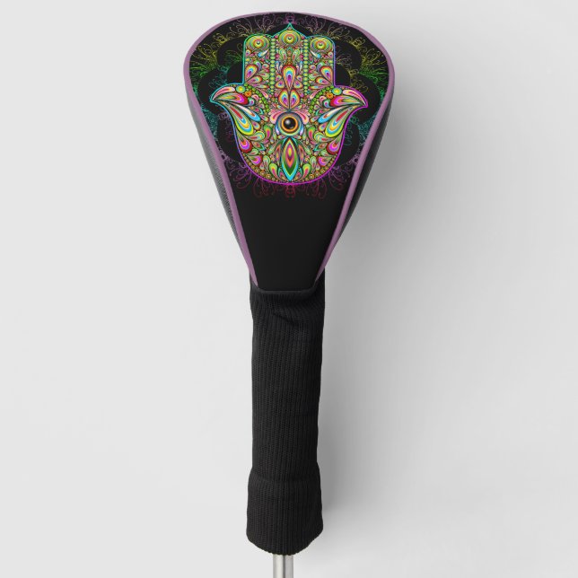 Hamsa Fatma Hand Psychedelic Art Golf Headcover (Vorderseite)