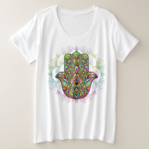 Hamsa Fatma Hand Psychedelic Art Große Größe T-Shirt