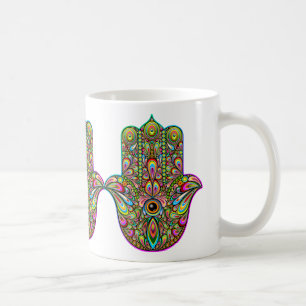 Hamsa Fatma Hand Psychedelic Art Kaffeetasse