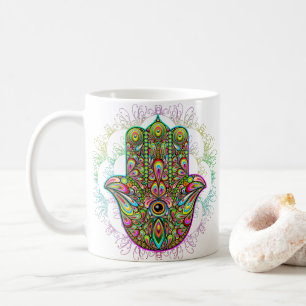 Hamsa Fatma Hand Psychedelic Art Kaffeetasse