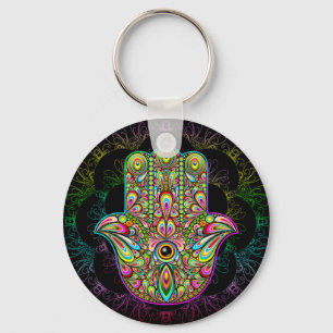 Hamsa Fatma Hand Psychedelic Art Schlüsselanhänger