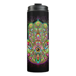 Hamsa Fatma Hand Psychedelic Art Thermosbecher