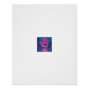 Hamsa-Hand-Augen-Palm-Bergtal-Surreal-Poster Poster