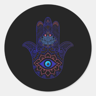 Hamsa-Hand Blaues Böser Blick Yoga - Spirituelles  Runder Aufkleber