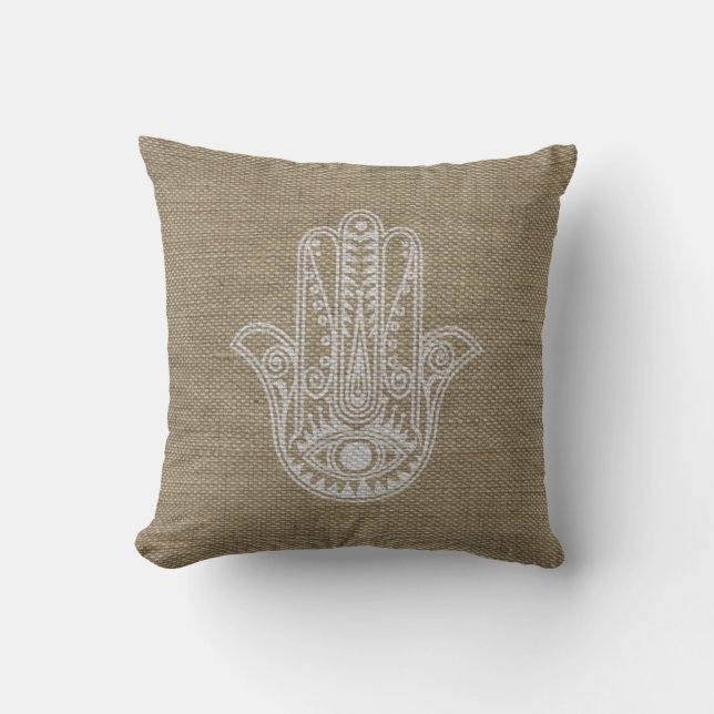 HAMSA Hand des Fatima-Symbols Amulet Kissen (Vorderseite)