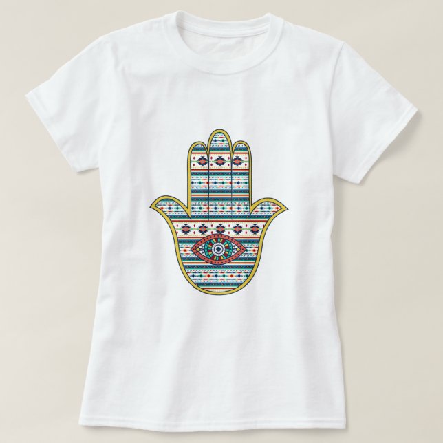 HAMSA Hand des Fatima-Symbols T-Shirt (Design vorne)