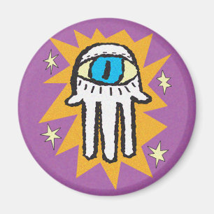 Hamsa Hand des Gott-Goldes und Lila Magnet