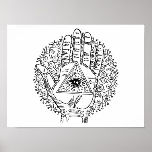 Hamsa Hand Evil Eye Aduloring Poster