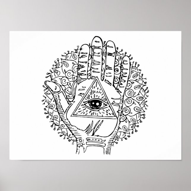Hamsa Hand Evil Eye Aduloring Poster (Vorne)