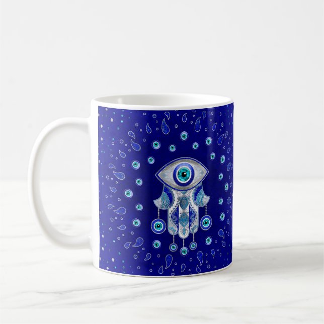 Hamsa Hand-Evil Eye Amulet Kaffeetasse (Links)