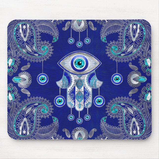Hamsa Hand-Evil Eye Amulet Ornament Mousepad (Vorne)