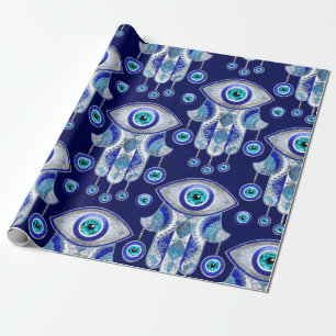 Hamsa Hand-Evil Eye Pattern Geschenkpapier