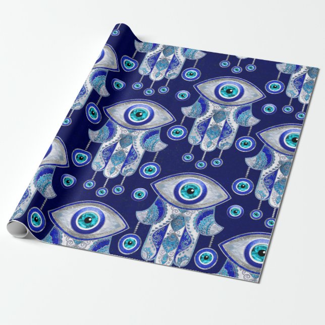Hamsa Hand-Evil Eye Pattern Geschenkpapier (Ungerollt)