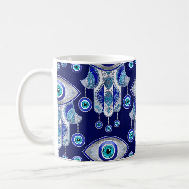 Hamsa Hand-Evil Eye Pattern Kaffeetasse (Links)