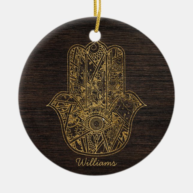 HAMSA Hand Fatima Symbol Amulet Design Keramik Ornament (Vorne)