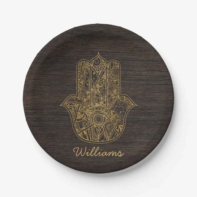 HAMSA Hand Fatima Symbol Amulet Design Pappteller (Vorderseite)