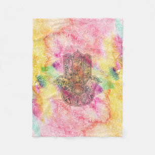 HAMSA Hand Fatima Symbol amulet Henna floral Fleecedecke