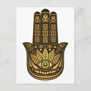 Hamsa Hand Gold Evil Eye Spiritual Postkarte