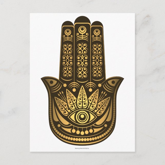 Hamsa Hand Gold Evil Eye Spiritual Postkarte (Vorderseite)