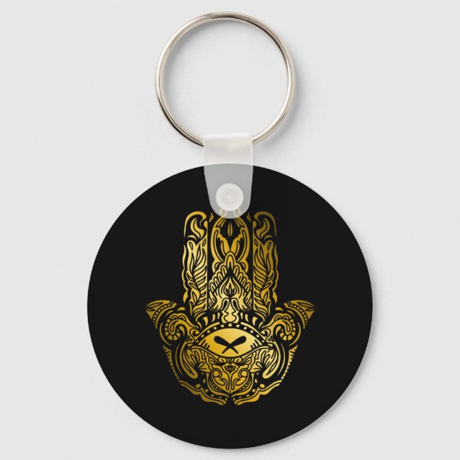 Hamsa Hand - Golden Arabic Amulet Schlüsselanhänger (Vorderseite)