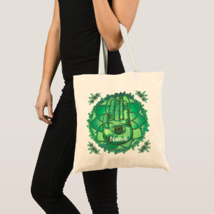 Hamsa Hand Green Lotus Tasche
