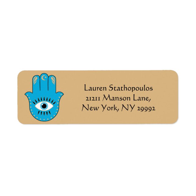 Hamsa Hand griechisches Evil Eye Blue (Vorne)