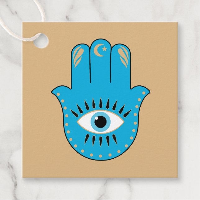 Hamsa Hand griechisches Evil Eye Blue Geschenkanhänger (Vorderseite)