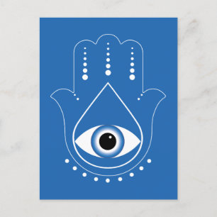 Hamsa Hand griechisches Evil Eye Blue Postkarte