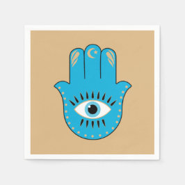 Hamsa Hand griechisches Evil Eye Blue Serviette