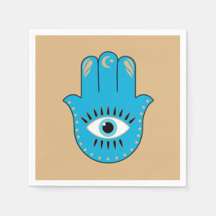Hamsa Hand griechisches Evil Eye Blue Serviette