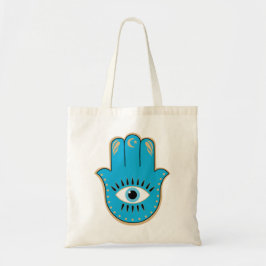 Hamsa Hand griechisches Evil Eye Blue Tragetasche