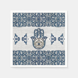 Hamsa Hand - Hand aus Fatima-blauem Holz Serviette
