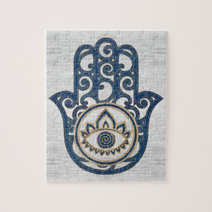 Hamsa Hand - Hand des Fatima-Blauholzes Puzzle