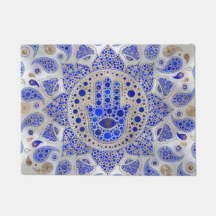 Hamsa Hand - Hand Fatima auf Mutter der Perle Fußmatte