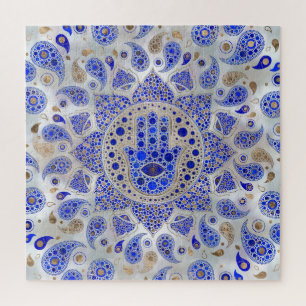 Hamsa Hand - Hand Fatima auf Mutter der Perle Puzzle