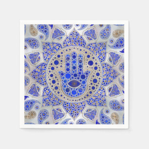 Hamsa Hand - Hand Fatima auf Mutter der Perle Serviette
