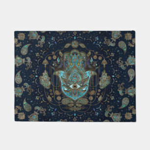 Hamsa Hand - Hand von Fatima Blue Gemstones Fußmatte