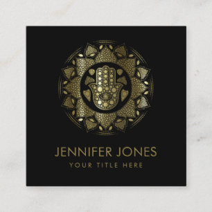 Hamsa Hand - Hand von Fatima in Lotus mandala Quadratische Visitenkarte